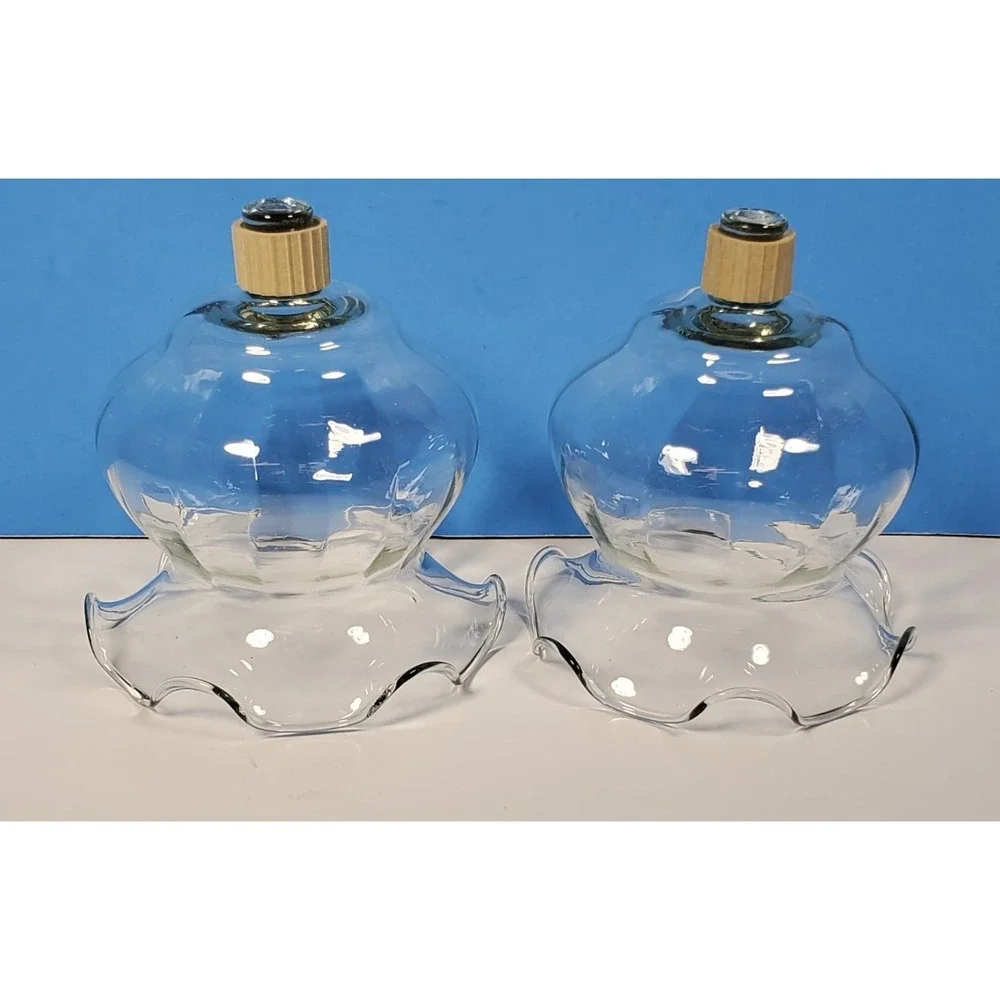 Votive‎ Cups Optic Ruffle Glass Peg Candle Home Interiors Clear Homco Qty 2